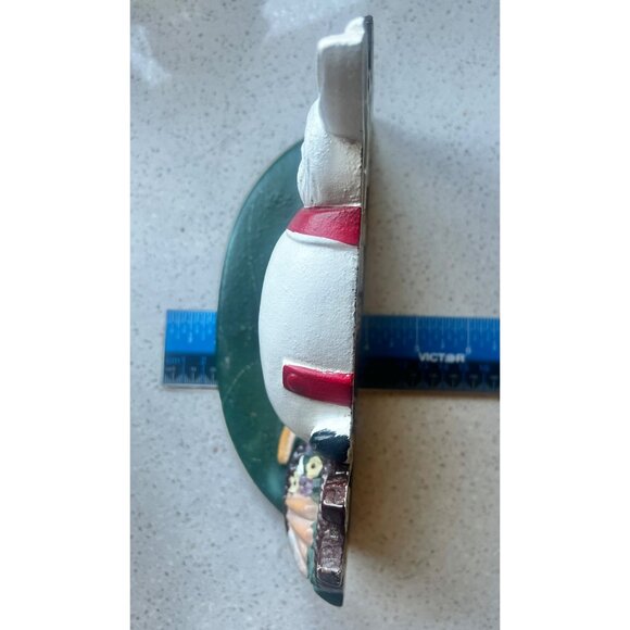 White Rabbit Cast Iron Door Stop With Fence & Basket Hand-Painted Vintage - Picture 11 of 12